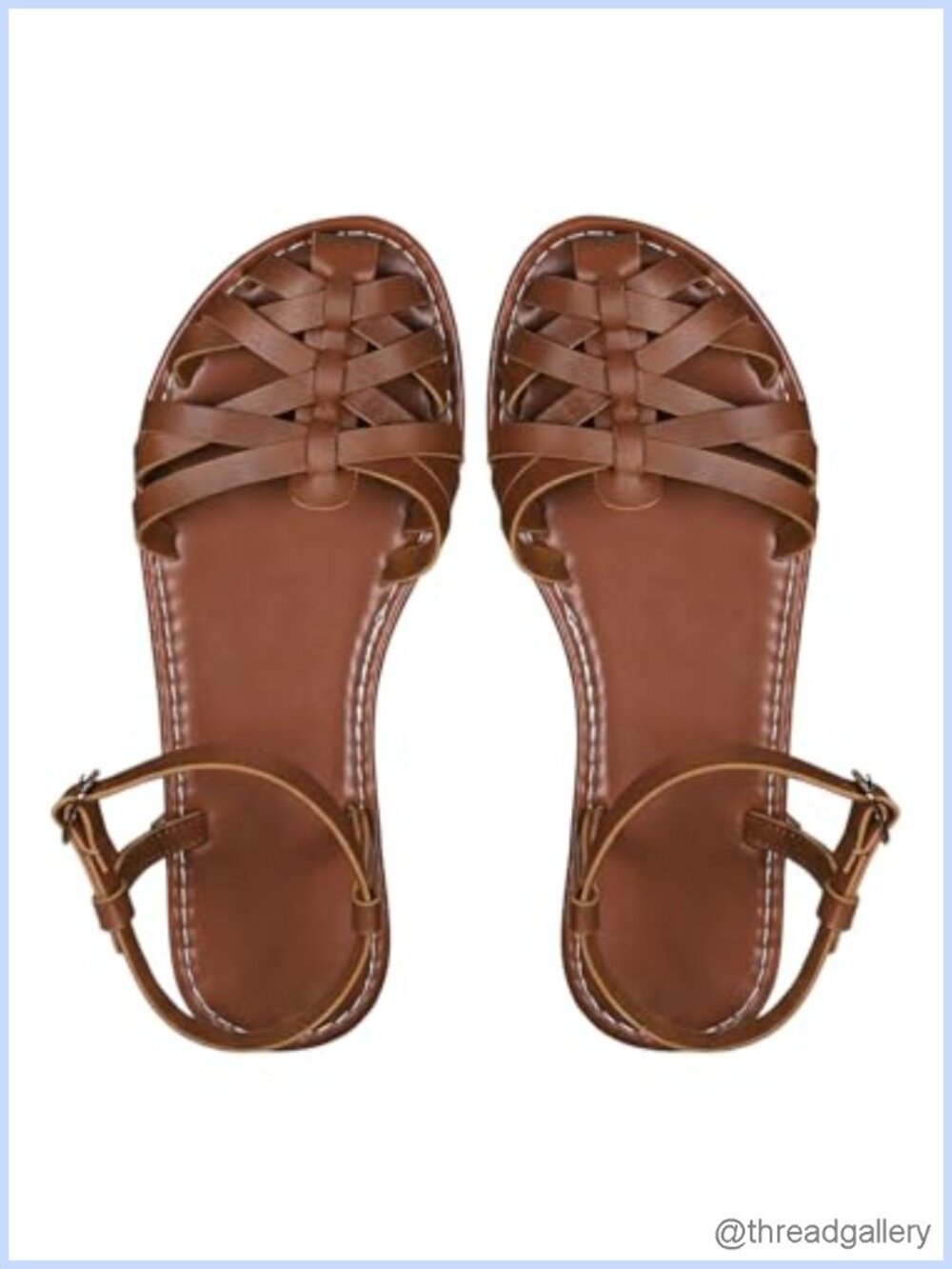 Faux Leather Criss Cross Ankle Strap Fisherman Gladiator Flat Sandals